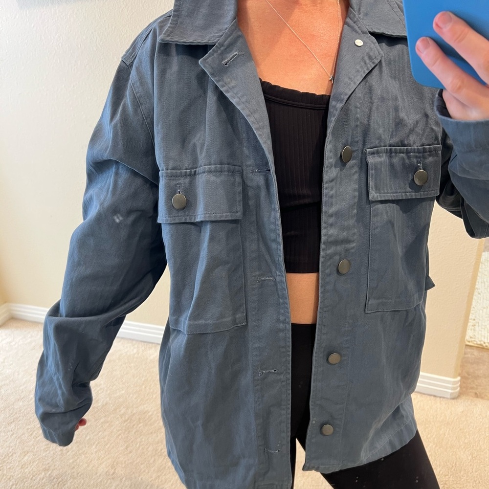 Women's Blue Button-Up Jacket